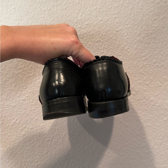 $895 Alaia Leather Lace Up Oxfords loafers black red scallop lace ballet flats - Picture 9 of 10